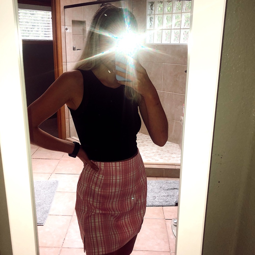 Pink SHEIN plaid skirt